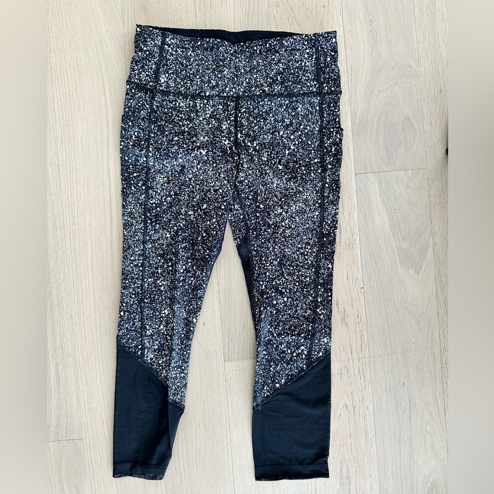 🍋lulumeon Train Times 7/8 Pant 25" Leggings High Rise Night View Black White